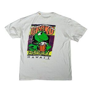 Vintage Gecko Brewery Hawaii T-Shirt Size Large 90s Stained